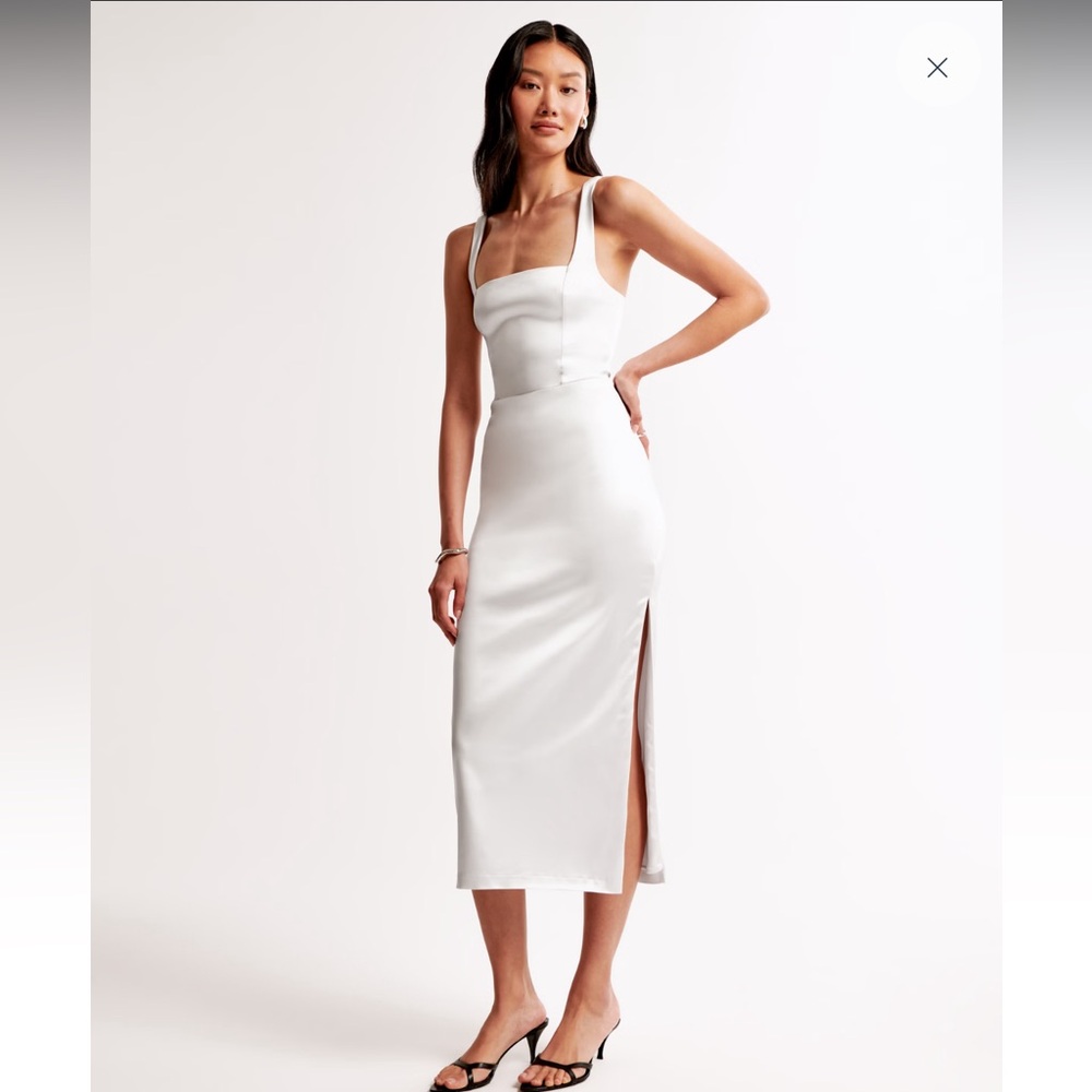 Abercrombie Sculpting Stretch Satin Midi Dress